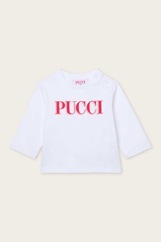 T-shirt a Maniche Lunghe in Cotone Biologico con Logo