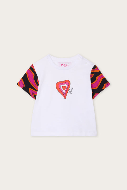 Organic Cotton T-Shirt with Printed Sleeves