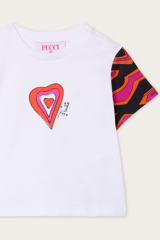 Organic Cotton T-Shirt with Printed Sleeves