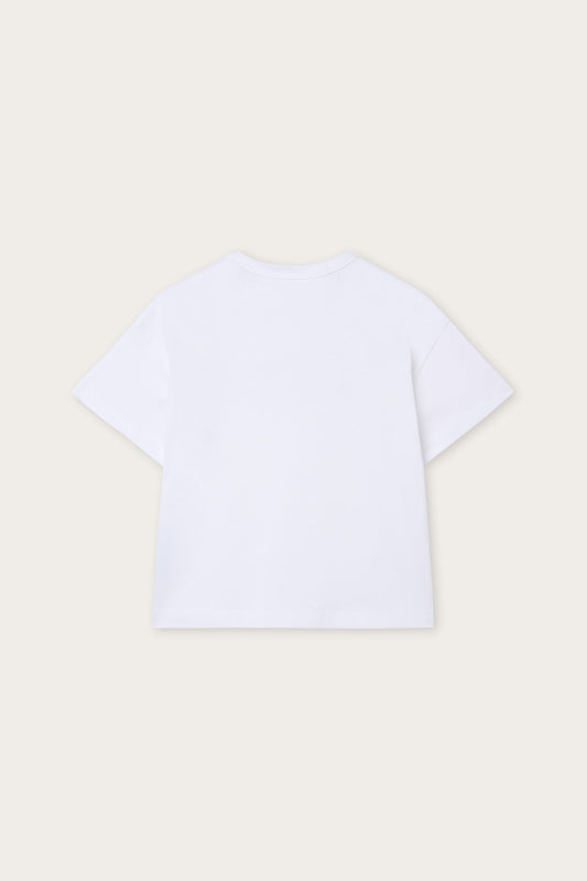 Organic Cotton T-Shirt with Logo and Rhinestones