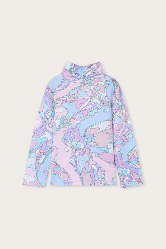 Maglia a Collo Alto in Stampa Orchidee