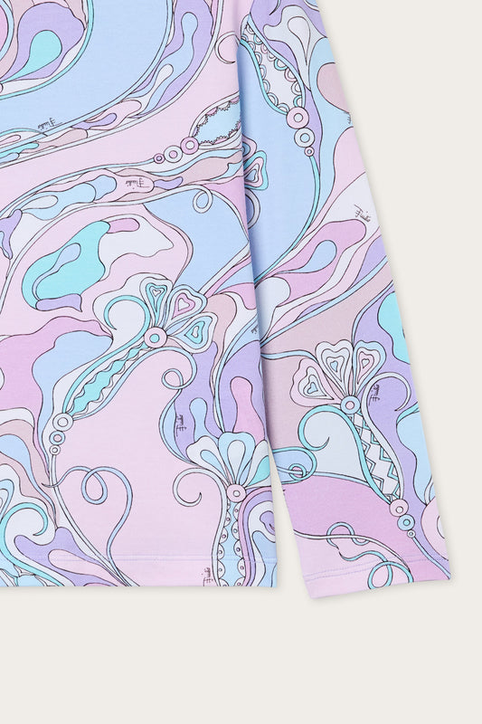 Maglia a Collo Alto in Stampa Orchidee