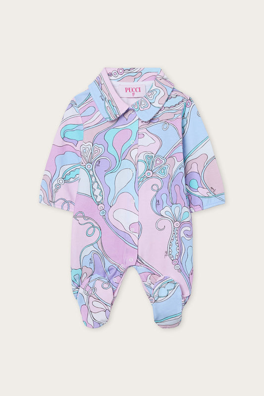 Orchidee Print Baby Romper in Cotton Jersey